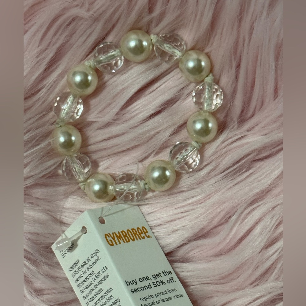 Gymboree Pearl Faceted Stretchy Girls Bracelet